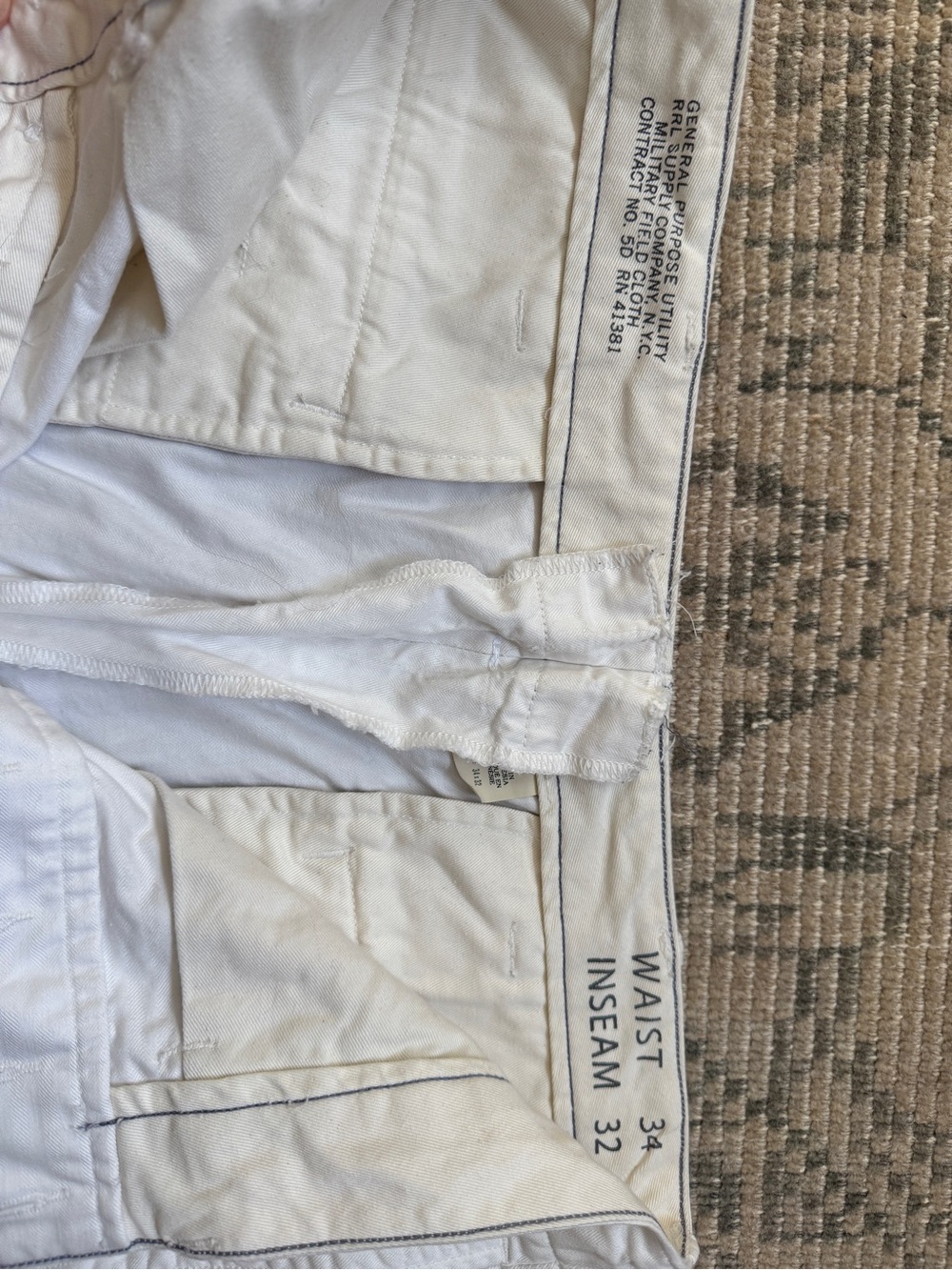 RRL Ralph Lauren white officer herringbone chino size 34 men’s - Picture 4 of 6